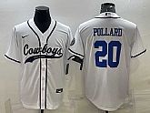 Men's Dallas Cowboys #20 Tony Pollard White With Patch Cool Base Stitched Baseball Jersey,baseball caps,new era cap wholesale,wholesale hats